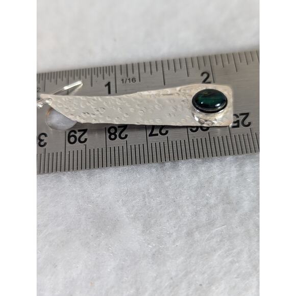 Sterling silver Paua shell cabochon bezel set French wire 2.25"X .50"Dangle OOAK - Picture 9 of 10